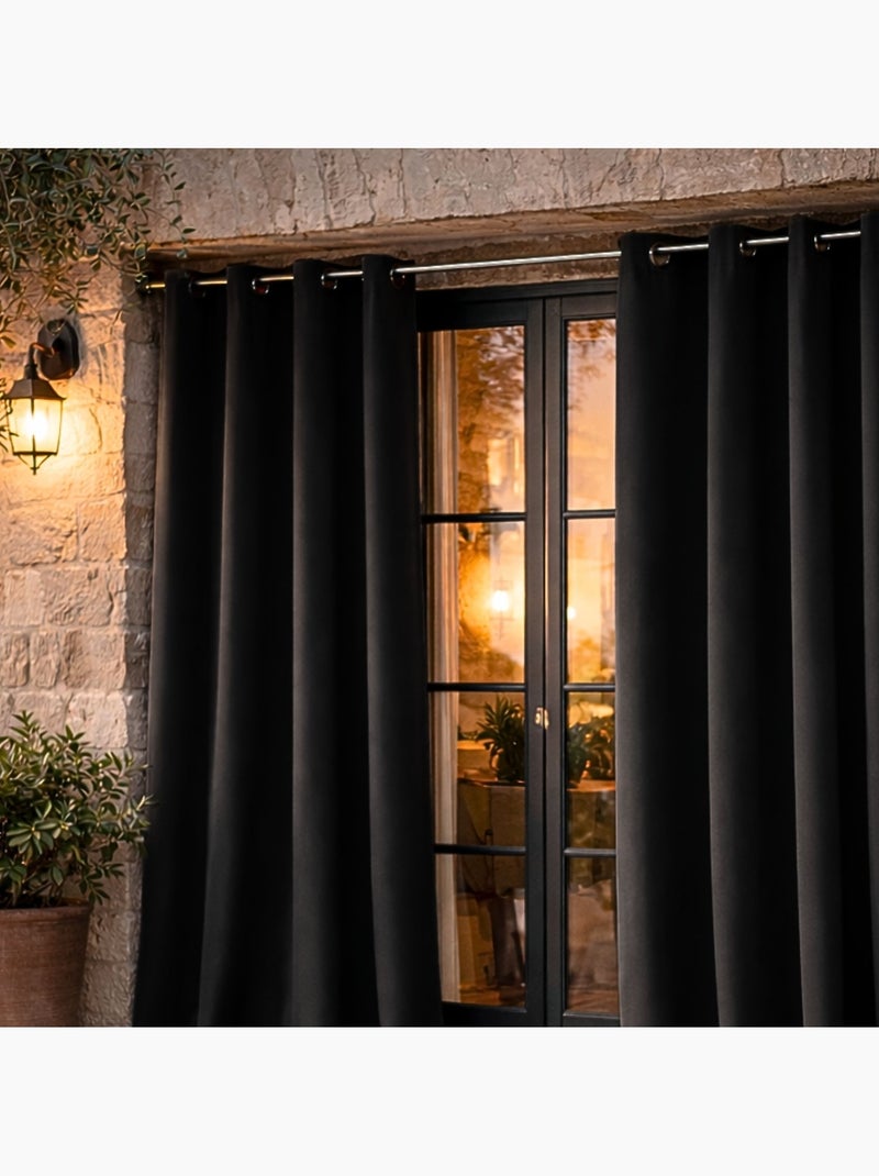 Cortina exterior de tejido hidrófugo Negro - Kiabi