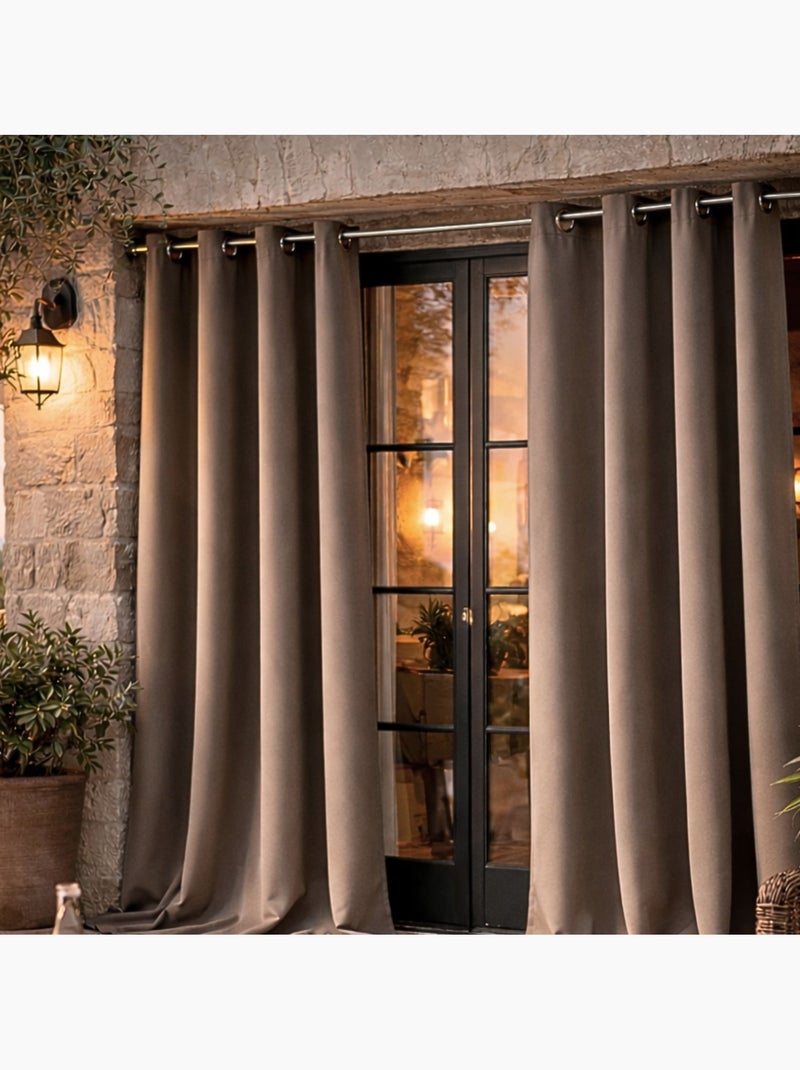 Cortina exterior de tejido hidrófugo Taupe - Kiabi