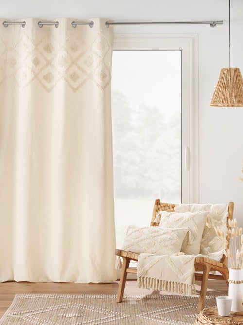 Cortina filtrante color crudo con detalles tufted - Kiabi
