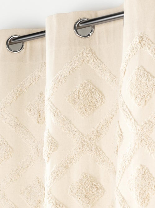 Cortina filtrante color crudo con detalles tufted - Kiabi