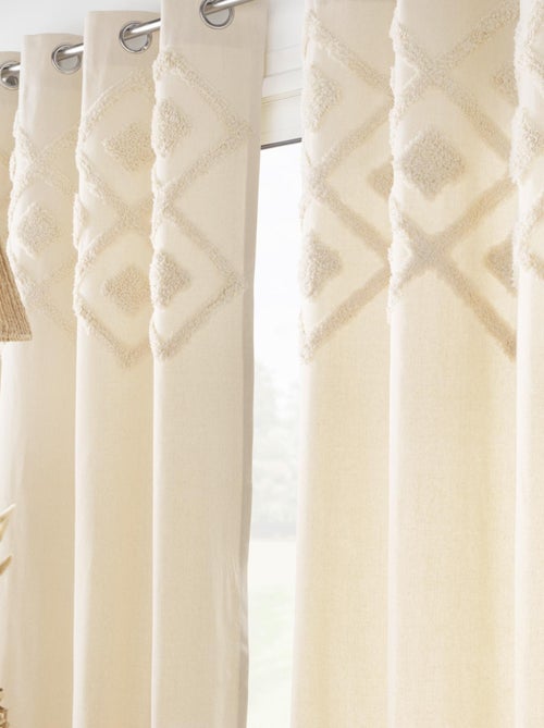 Cortina filtrante color crudo con detalles tufted - Kiabi