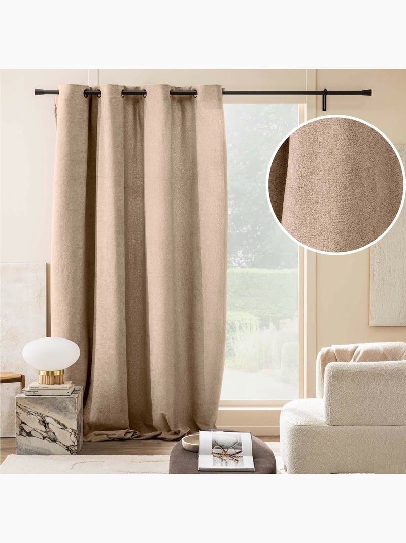Cortina filtrante con ojales – bucle lisa winony Beige - Kiabi