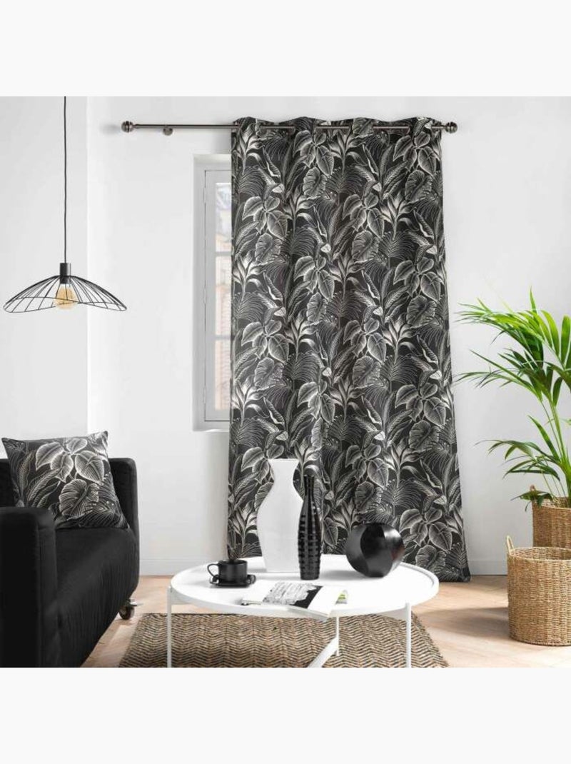 Cortina filtrante poliéster estampado cabana Negro - Kiabi