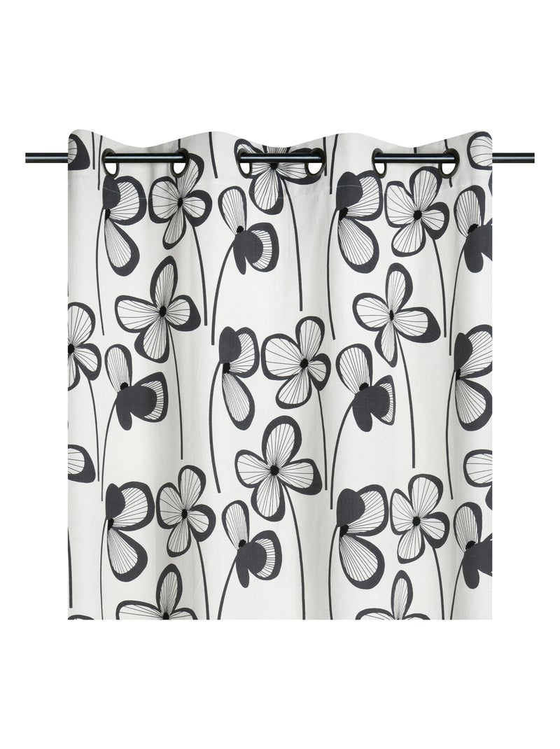 Cortina floral gráfica moderna Azul pizarra - Kiabi