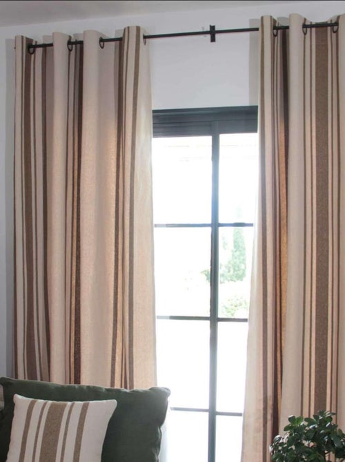 Cortina gruesa algodon rustico con ojales - Kiabi