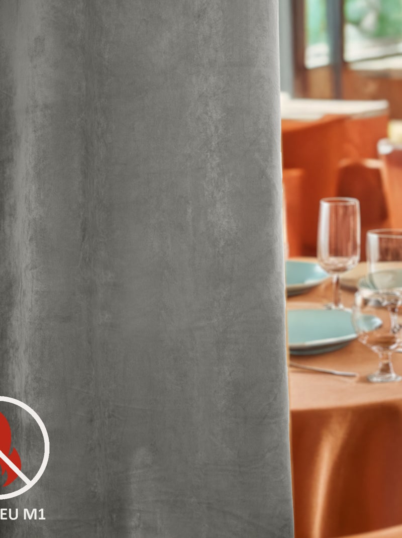 Cortina ignífuga M1 de terciopelo de alta calidad Gris - Kiabi