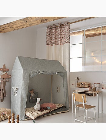 Cortina infantil blanca con flores 140x260cm
