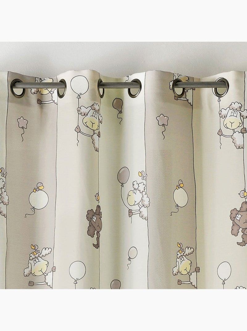 Cortina infantil con estampado de ovejas Beige - Kiabi