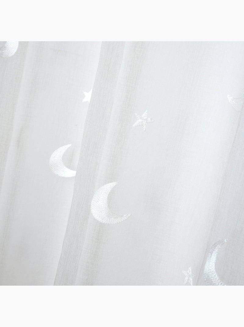Cortina infantil de gasa bordada con estrellas y lunas Madera natural - Kiabi