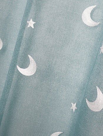 Cortina infantil de gasa bordada con estrellas y lunas