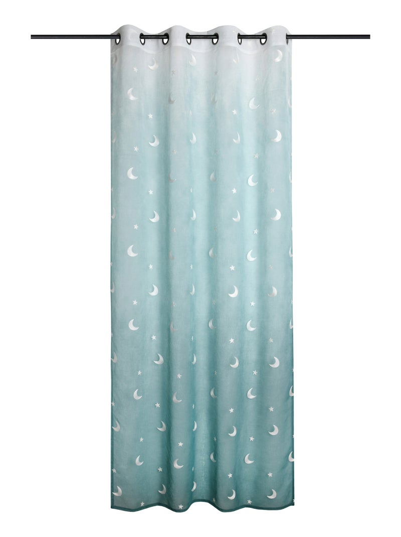 Cortina infantil de gasa bordada con estrellas y lunas Verde - Kiabi