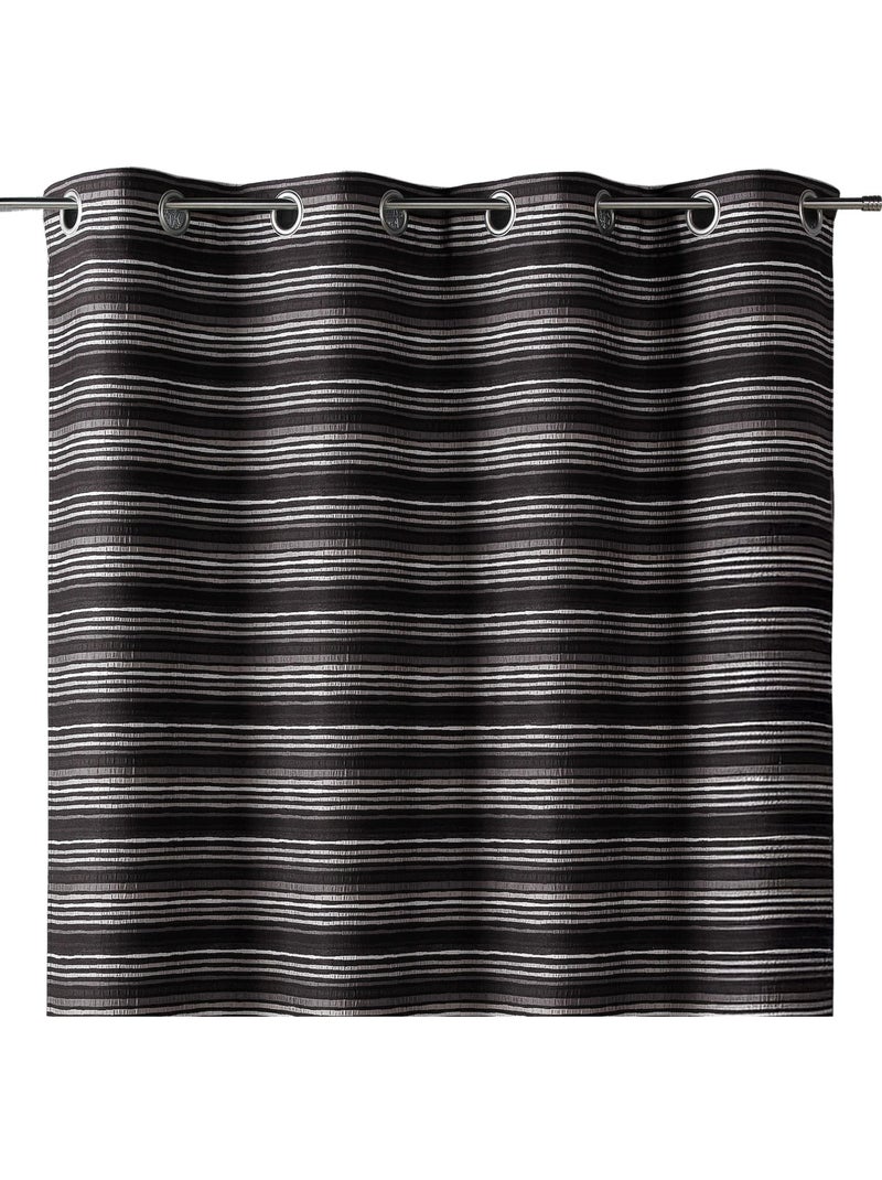 Cortina jacquard aislante con rayas finas Negro - Kiabi