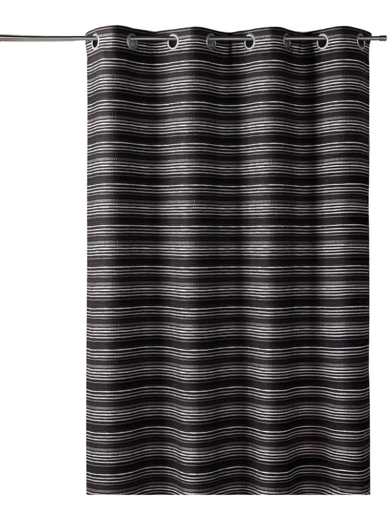Cortina jacquard aislante con rayas finas Negro - Kiabi