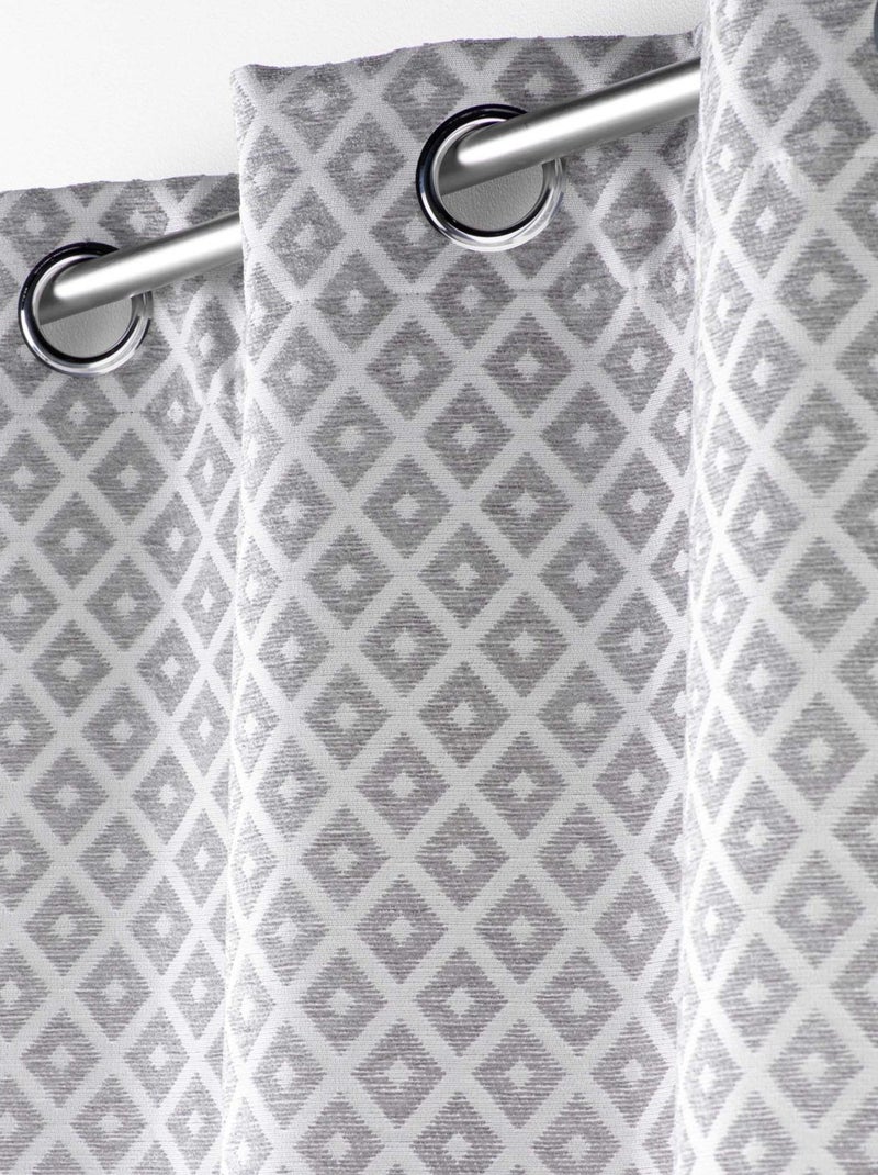 Cortina jacquard con estampado de rombos Gris - Kiabi