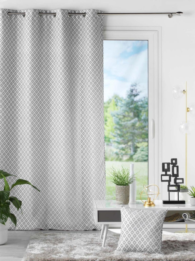 Cortina jacquard con estampado de rombos Gris - Kiabi
