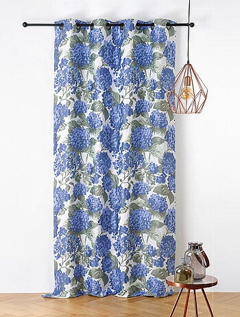 Cortina jacquard con motivo de hortensias