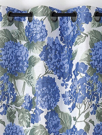 Cortina jacquard con motivo de hortensias
