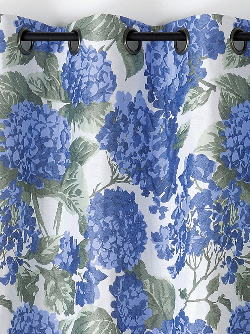 Cortina jacquard con motivo de hortensias Azul - Kiabi