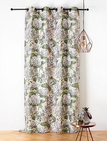 Cortina jacquard con motivo de hortensias