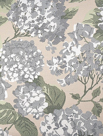 Cortina jacquard con motivo de hortensias