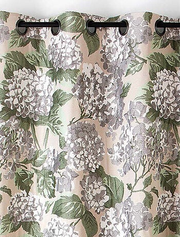 Cortina jacquard con motivo de hortensias