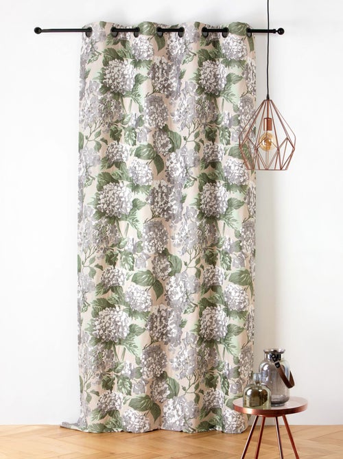 Cortina jacquard con motivo de hortensias - Kiabi