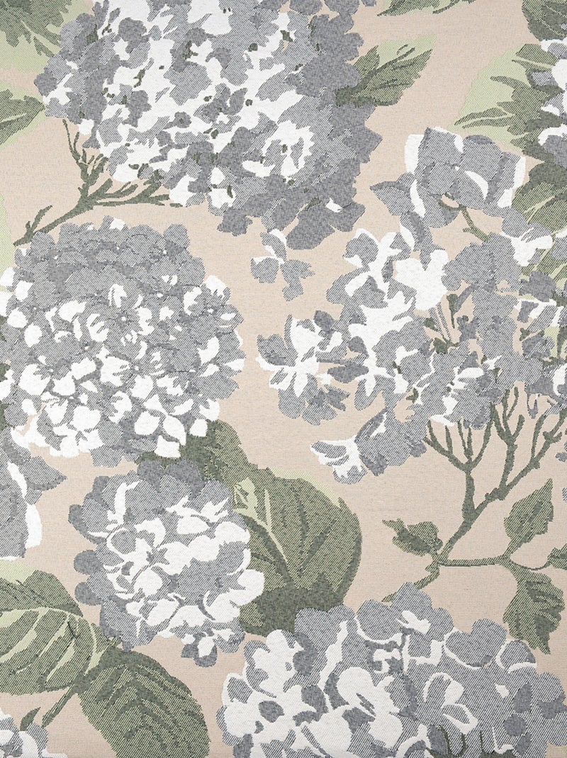 Cortina jacquard con motivo de hortensias Beige - Kiabi