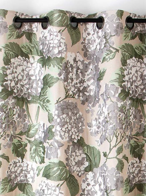 Cortina jacquard con motivo de hortensias - Kiabi