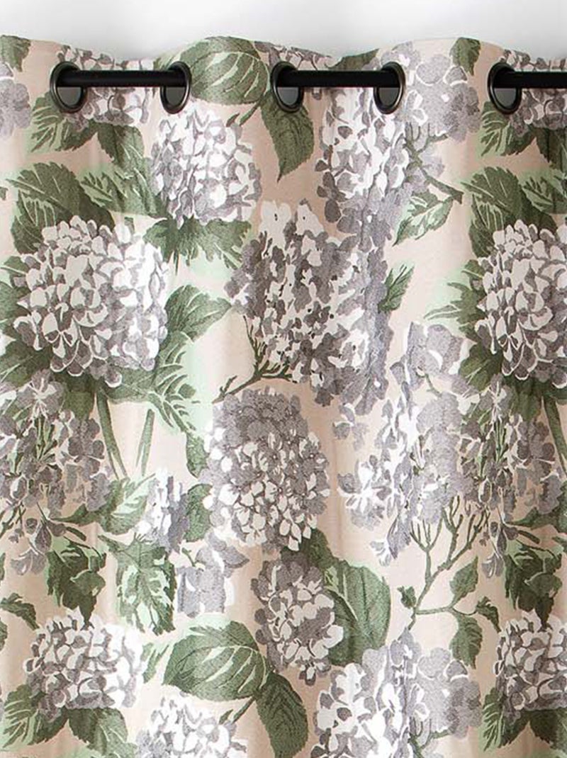 Cortina jacquard con motivo de hortensias Beige - Kiabi