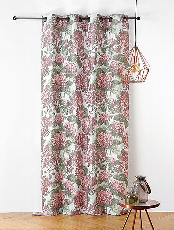 Cortina jacquard con motivo de hortensias