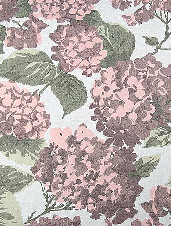 Cortina jacquard con motivo de hortensias