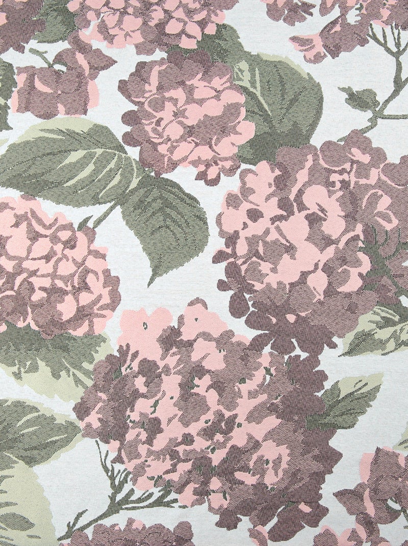 Cortina jacquard con motivo de hortensias Rosa - Kiabi
