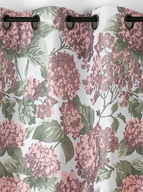 Cortina jacquard con motivo de hortensias - Kiabi