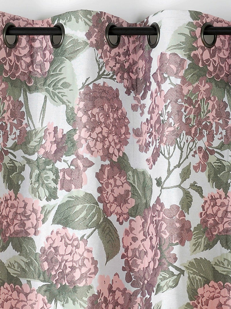 Cortina jacquard con motivo de hortensias Rosa - Kiabi