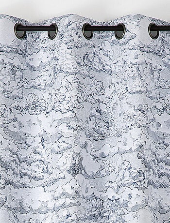 Cortina jacquard con motivo de nubes y ollaos