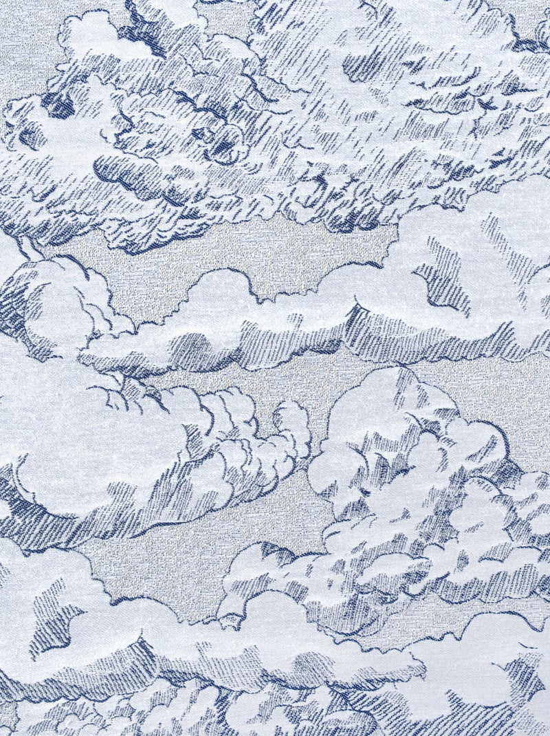 Cortina jacquard con motivo de nubes y ollaos Azul oscuro - Kiabi