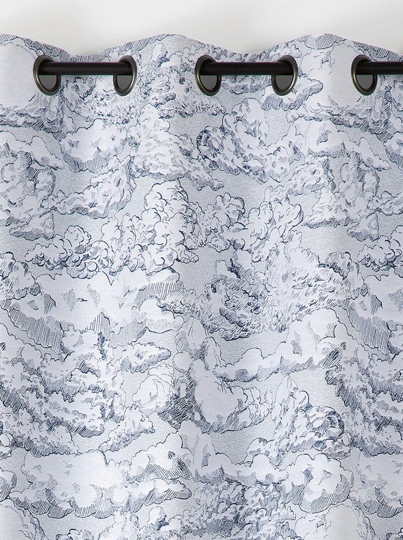 Cortina jacquard con motivo de nubes y ollaos Azul oscuro - Kiabi
