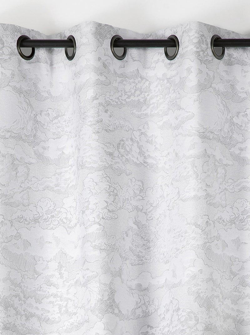 Cortina jacquard con motivo de nubes y ollaos Gris - Kiabi