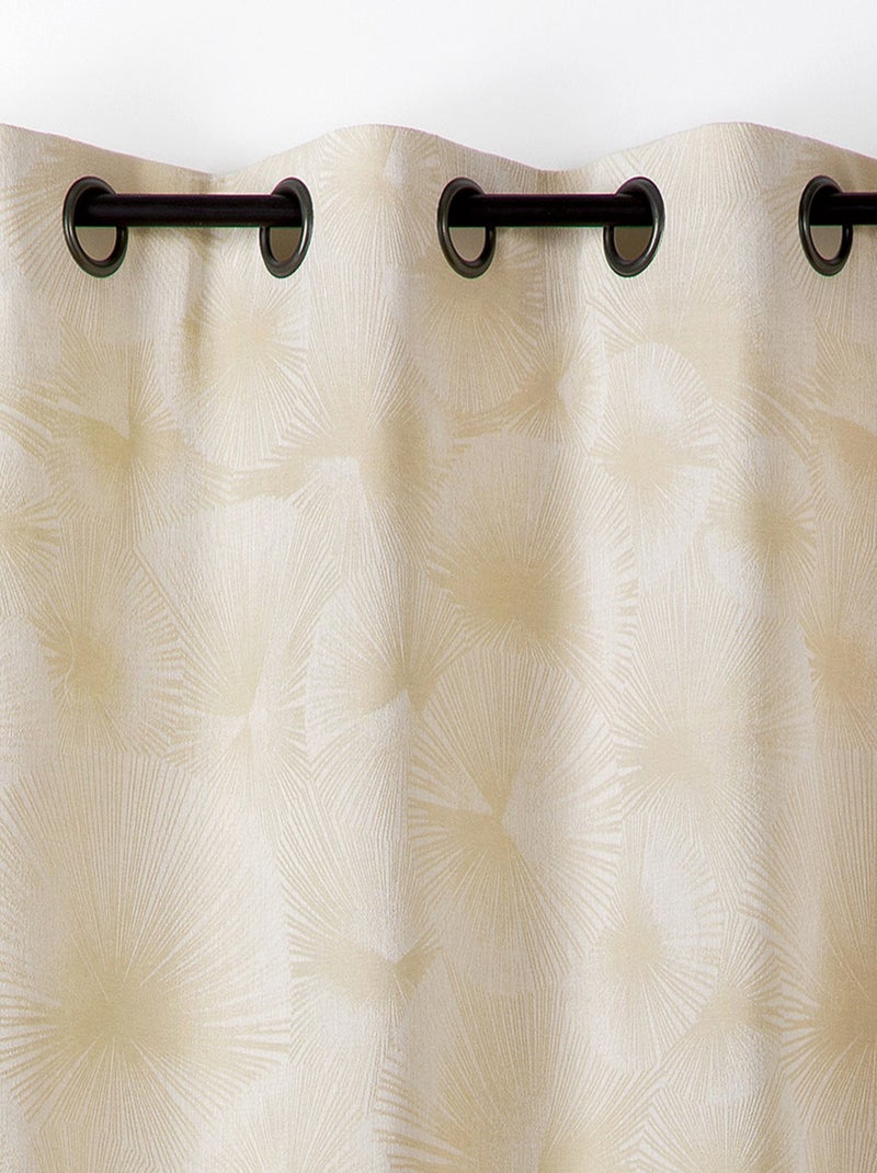 Cortina jacquard con motivo de sol y ojales Beige - Kiabi