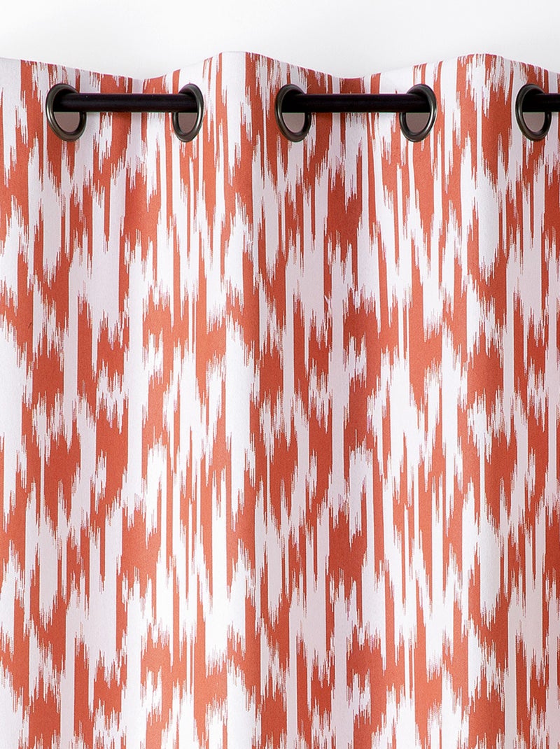 Cortina jacquard con motivo ikat en hilos reciclados Terracota - Kiabi