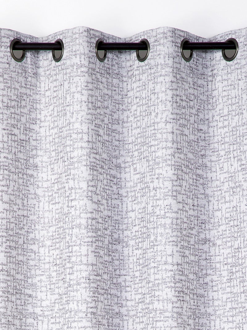 Cortina jacquard con ollaos efecto tweed Azul - Kiabi