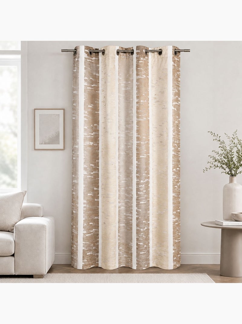 Cortina jacquard con rayas verticales de colores Beige - Kiabi