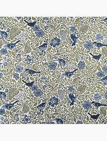Cortina jacquard de policotón con motivos florales y pájaros, 8 ojales