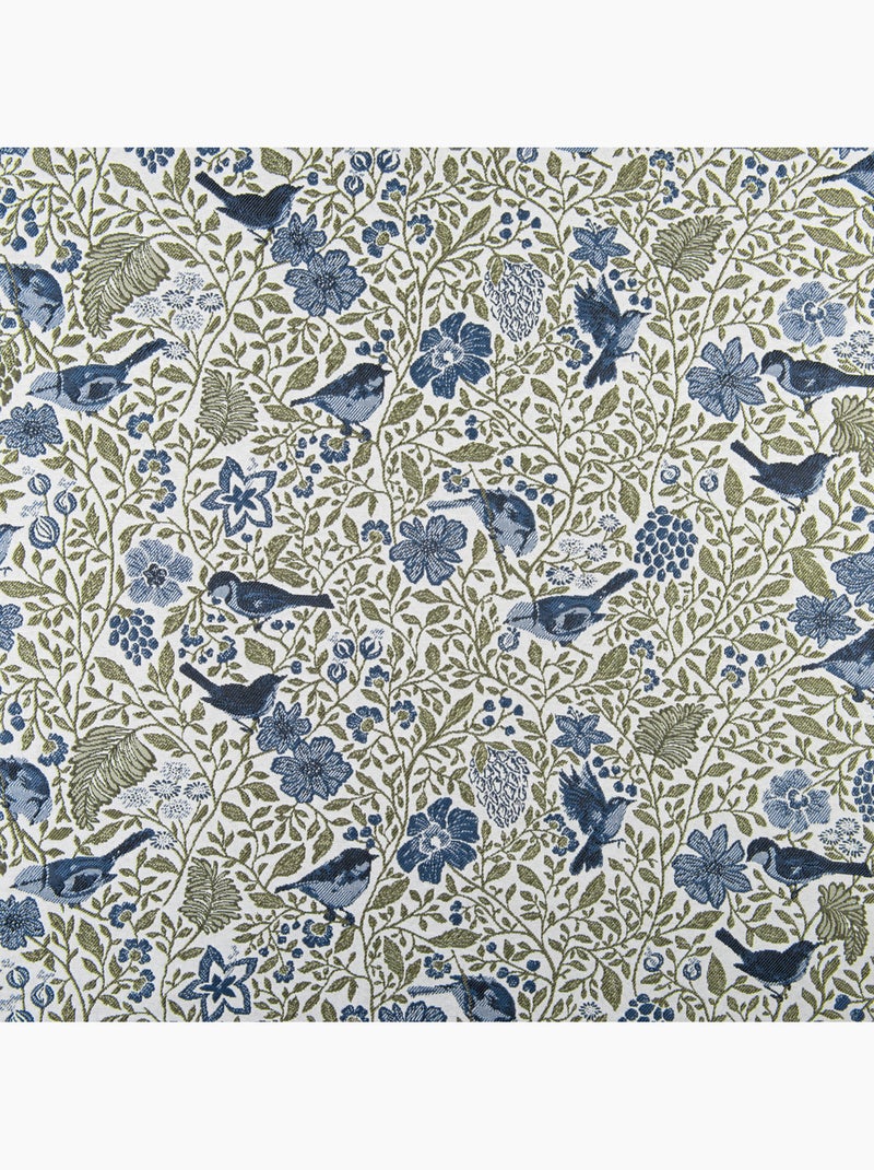 Cortina jacquard de policotón con motivos florales y pájaros, 8 ojales Azul - Kiabi