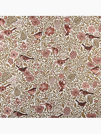 Cortina jacquard de policotón con motivos florales y pájaros, 8 ojales