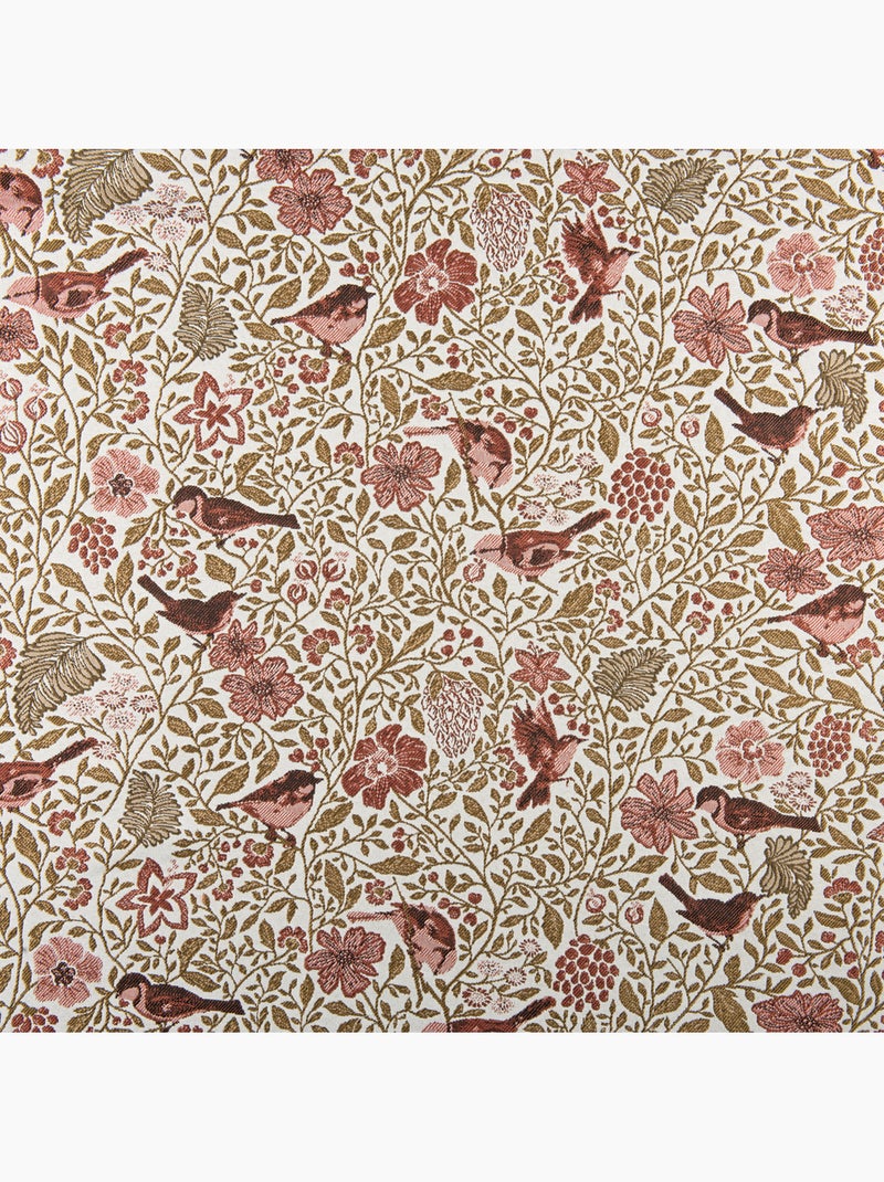 Cortina jacquard de policotón con motivos florales y pájaros, 8 ojales Rosa - Kiabi