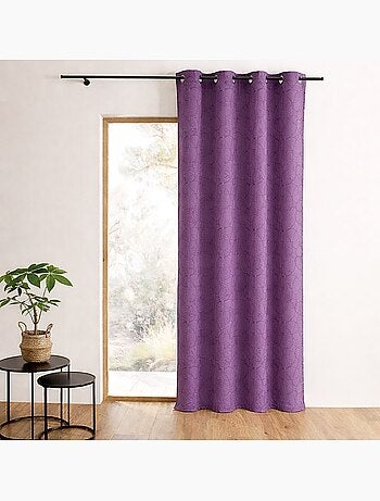 Cortina jacquard geométrica con ojales