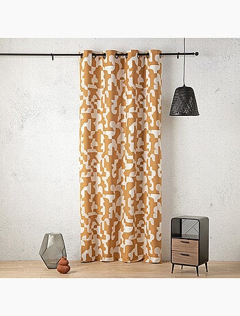 Cortina jacquard geométrica con textura retro