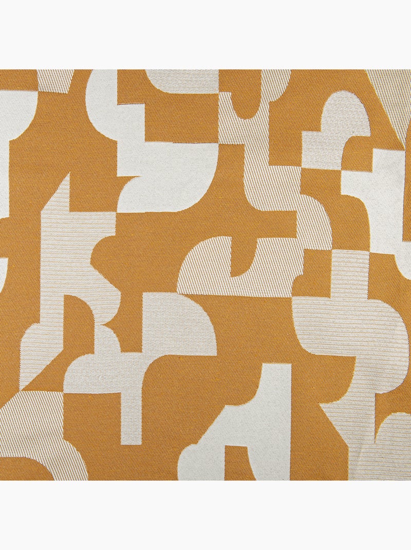 Cortina jacquard geométrica con textura retro Amarillo mostaza - Kiabi