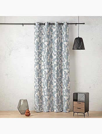 Cortina jacquard geométrica con textura retro